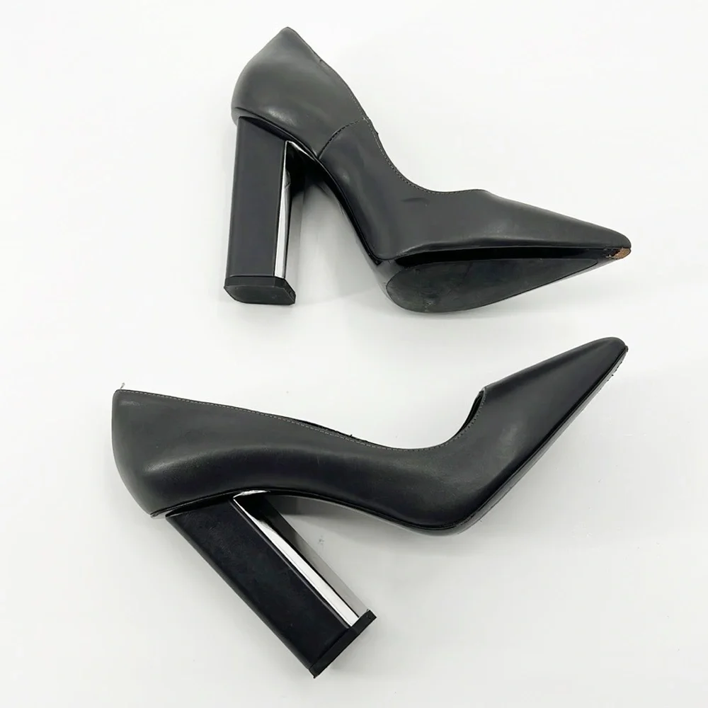 All Saints Cubista Mirrored Heel Pumps Gray size 38 size 7 - Picture 4 of 14